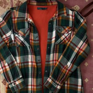 Prana Green and Orange Plaid Jacket